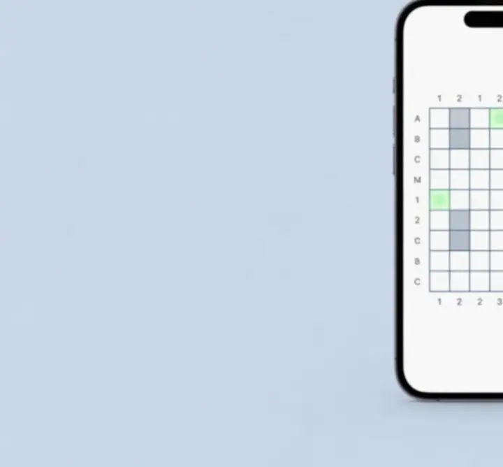 Clean logic grid puzzle interface with a minimal, well-spaced layout