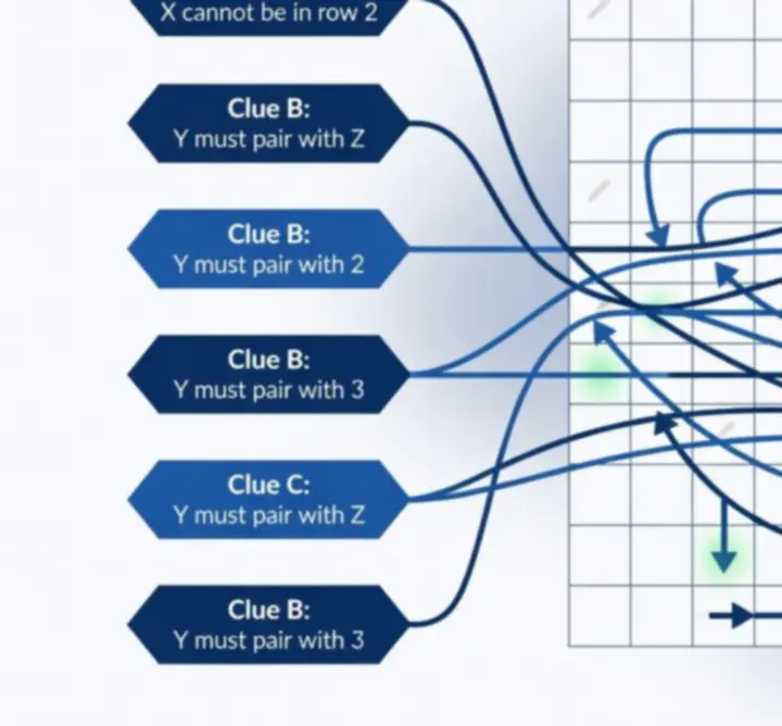Diagram showing the logical flow from reading clues to a completed grid